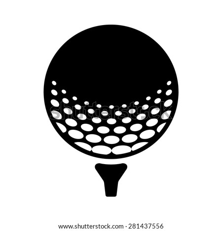 Golf ball / golfball on a tee flat vector icon for sports apps and websites