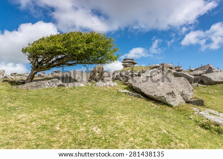 Cheesewring in cornwall england uk on bodmin moor. Stunning stone sculpted by the wind