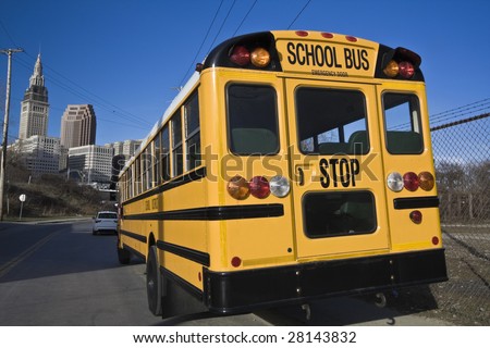 School Bus in Downtown Cleveland.