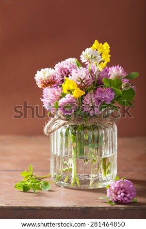 colorful medical flowers and herbs in glass jar
