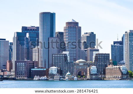 Boston Harbor and Financial District Skyline