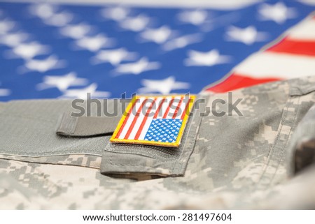 New US army uniform over flag - focus on stripe