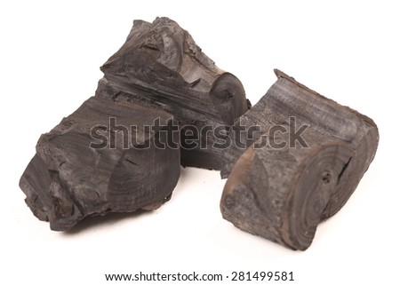 wood charcoal isolated on white background 