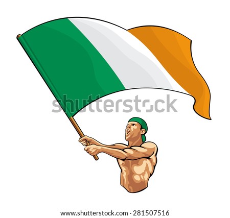 Irish Fan Waving Flag
