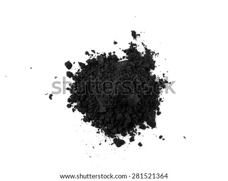 Activated charcoal powder isolated on white Royalty-Free Stock Photo #281521364