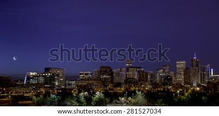 Night city skyline of Denver Colorado