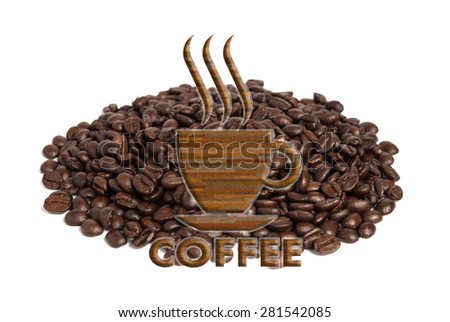coffee shop sign, on Coffee bean background 