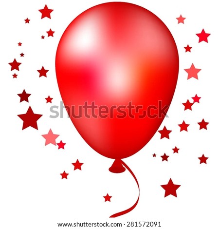 Vector illustration of Red balloon with sparkles.