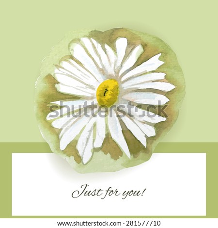 Postcard with camomile flowers. It contains clipping masks