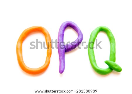 plasticine letters OPQ isolated on white background