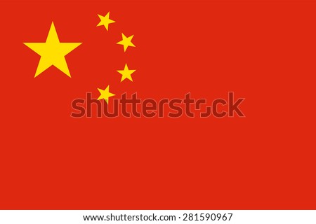 Flag of the People's Republic of China "Five-star red flag." Official chinese state symbol of the country. Yellow stars on a red background. True colors, sizes and shapes. Vector illustration.