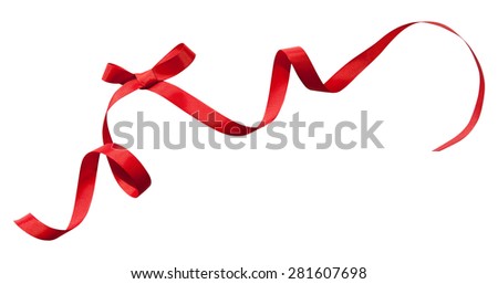 Red ribbon bow and curl isolated on white background Royalty-Free Stock Photo #281607698