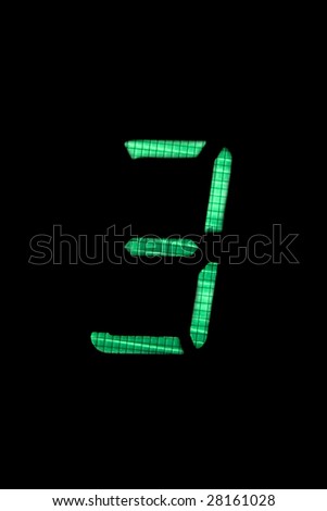 digital number three in green on black background