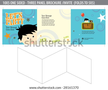 Let's Party Invite/brochure (folds down to 5x5 - cropmarks bleeds included)