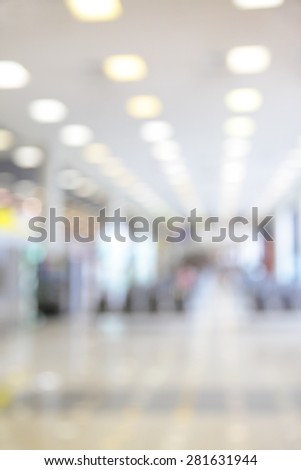 Bokeh of hall in airport - defocused blured background