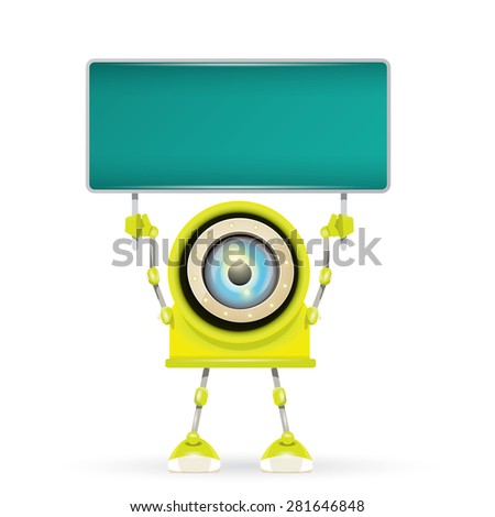 Cartoon Character Cute Robot Isolated on white