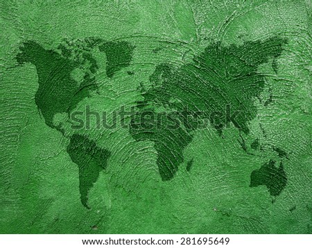 world map on color wall background