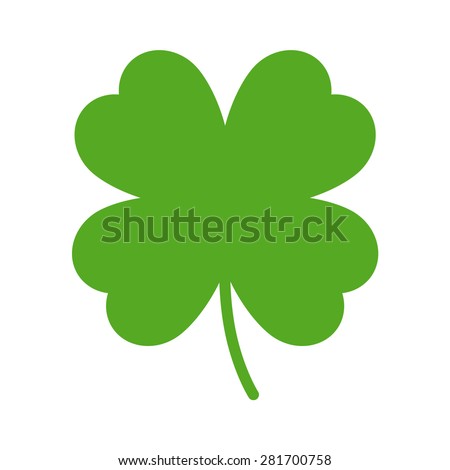 Good luck clover or four leaf clover flat vector icon for apps and websites