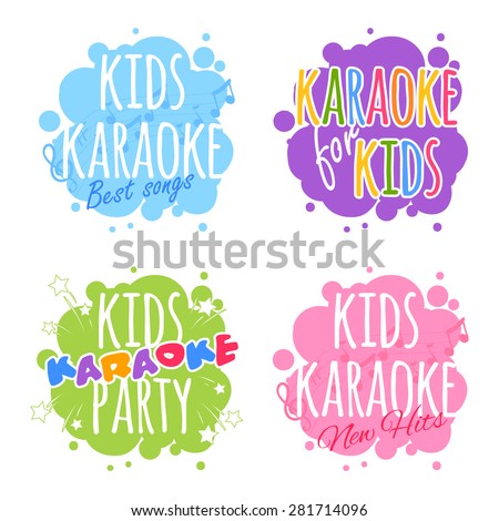 Kids karaoke logo. Vector clip art illustration on a white background.