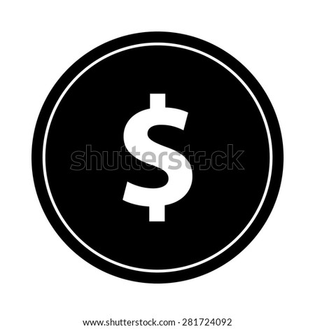 Digital dollar icon currency symbol  for transaction in a glyph pictogram illustration