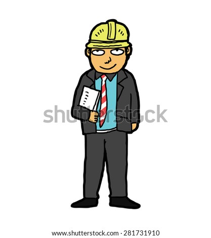 hand drawn industrial worker wearing safety helmet 