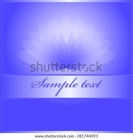 Vector illustration of Blue lotus and ribbon with text on a blue backdrop.