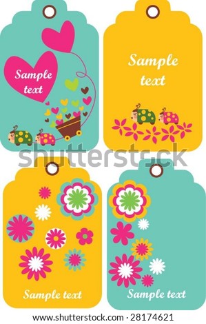 Ladybirds and floral tag