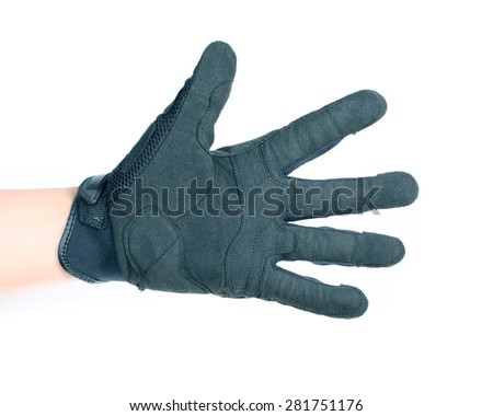 Black Motorcycle gloves. hand symbol 