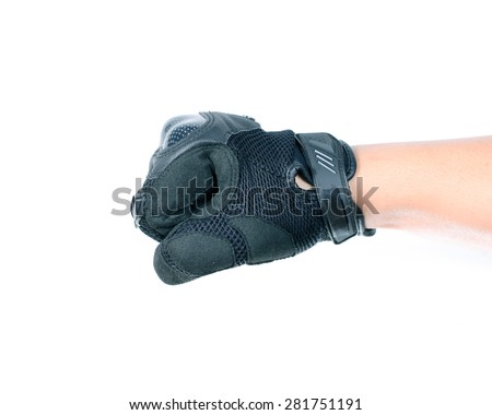 Black Motorcycle gloves.clench one's hand