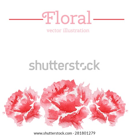 Watercolor pink rose flower isolated on white background, hand drawn vector illustration, designed floral frame for greeting card, wedding invitation, florist shop, cosmetic template, beauty salon