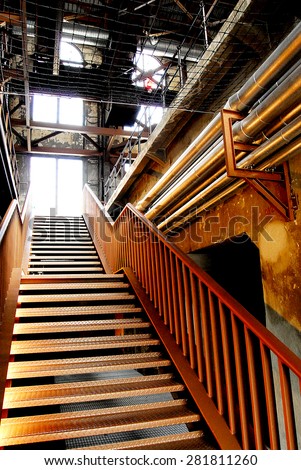power plant.interior stairs.ladder.steps.stairway.artistic photography.
