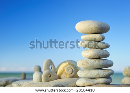 White stones junction on the sea coastline