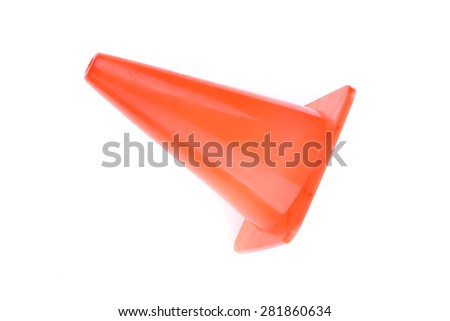 orange cone used warning sign under construction work area, isolated on white background