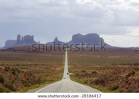 Colorful picture of the famous road through the Monument valley, Utah