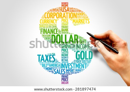 Dollar word cloud sign, business concept
