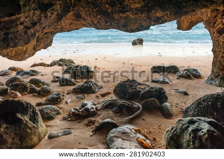 sea view through the cave