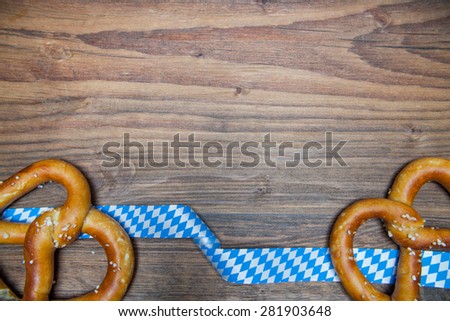 wooden table with pretzels for oktoberfest