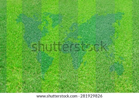 Green lawn for background.Sport and world map vintage pattern