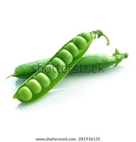Pea Pod with Peas Isolated