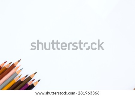 multicolored pencils growing row on white background ,Color pencils Background for business presentation