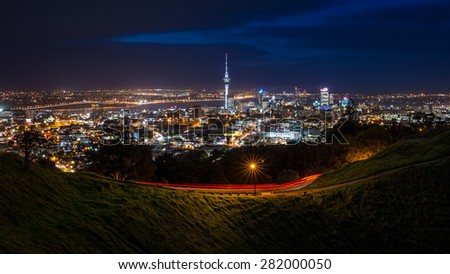 View of Auckland City from Mt Eden Summit Royalty-Free Stock Photo #282000050