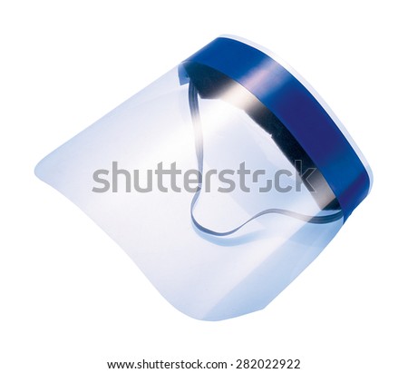 Safety transparent plastic full face shield on white background Royalty-Free Stock Photo #282022922
