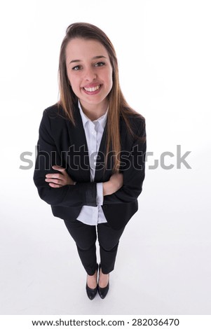 Young handsome business woman isolated on white background