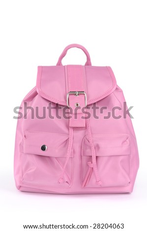 Pink backpack isolated on white background