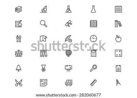 School and Education Line Vector Icons 4
