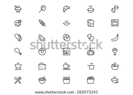 Food and Drinks Line Vector Icons 13