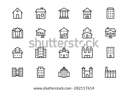 Buildings and Furniture Line Vector Icons 1