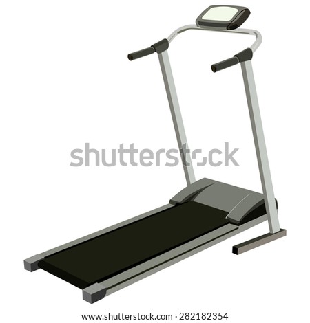 Treadmill with display on a white background