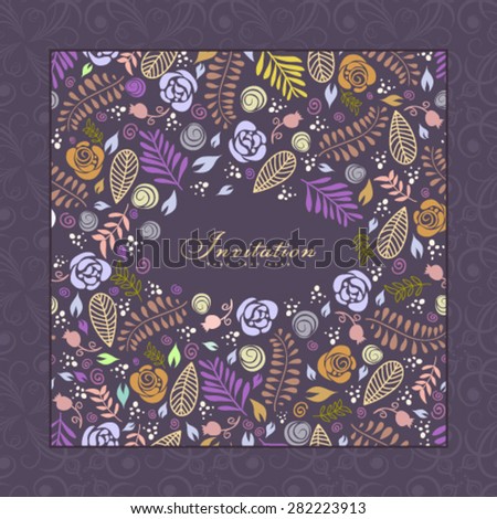 Vector wedding card or invitation with floral ornament background. Perfect as invitation or announcement.