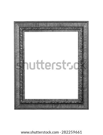 antique wooden  black and white frame on white background